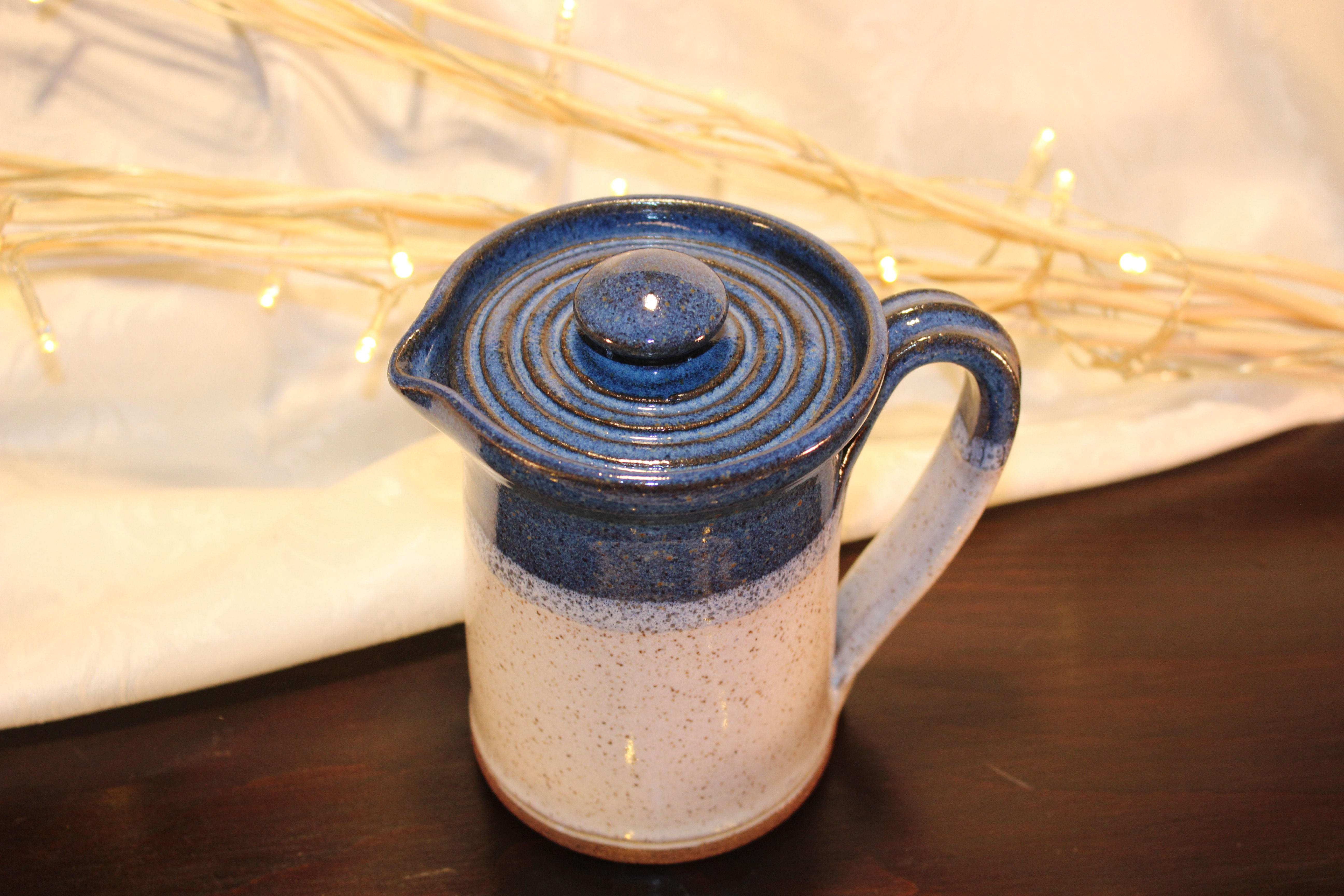 Floating Blue-Cream Gravy Pitcher