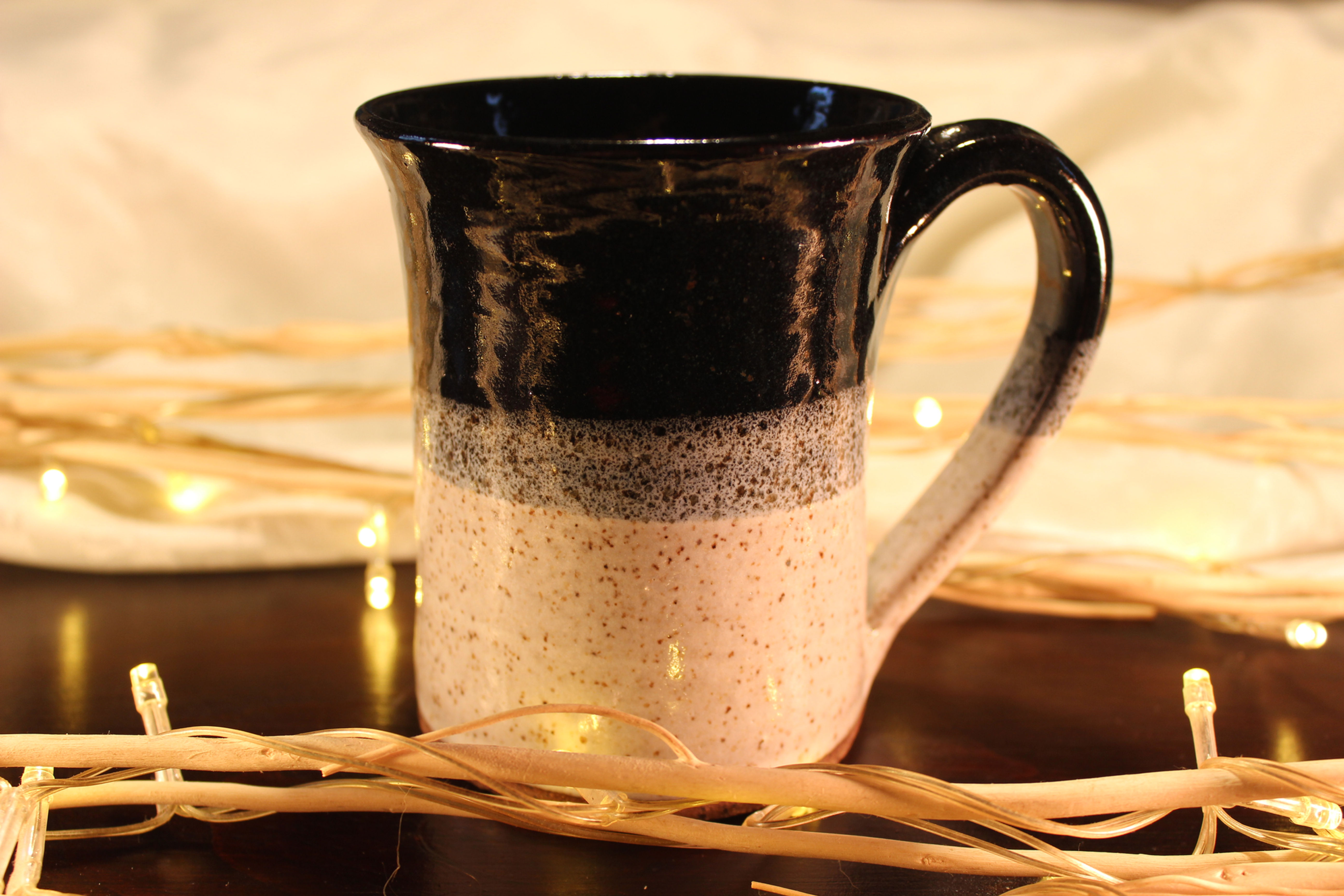 Black - Cream Large Mug