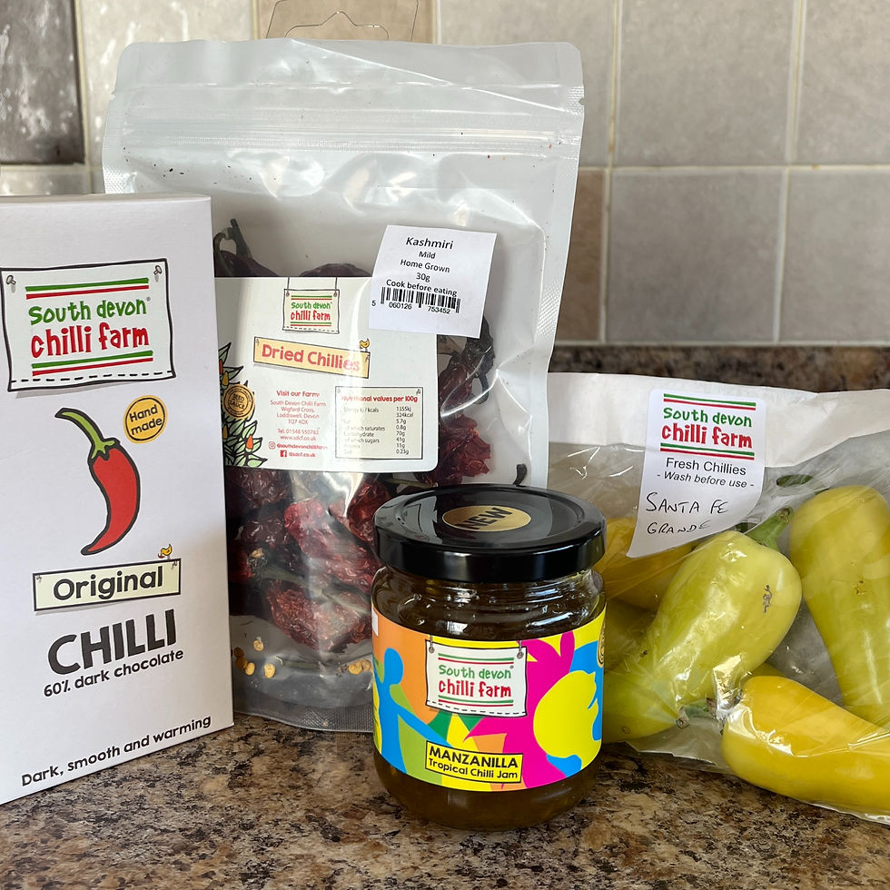 A selection of products from the South Devon Chilli Farm shop
