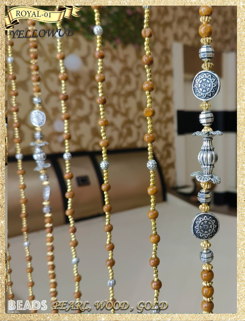 Thumbnail: ROYAL-01 Wooden Silver Antique Beaded String Fancy Curtain for Living room