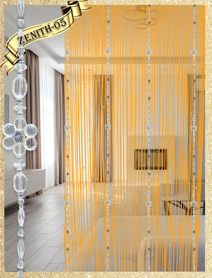 Thumbnail: ZENITH-05 SILVER AND CRYSTAL beaded Fancy String Curtain