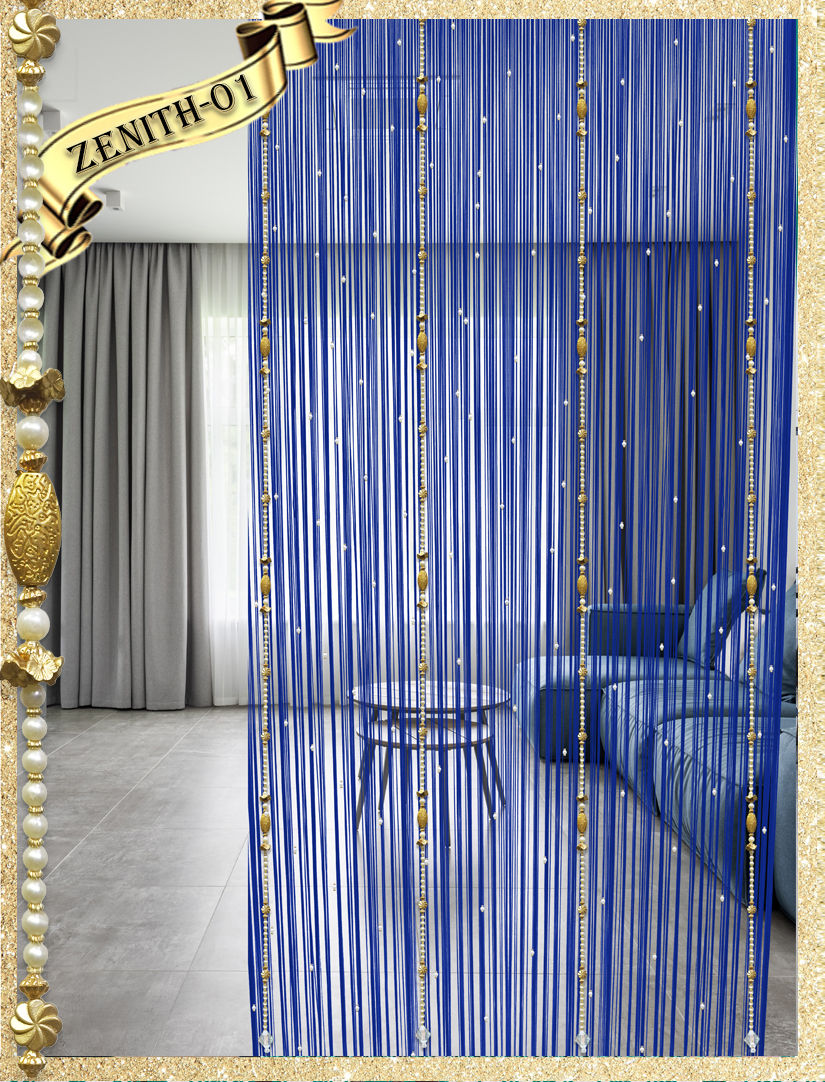 Thumbnail: ZENITH-01 PEARL AND GOLD BEADED FANCY STRING CURTAIN