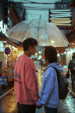 hoodie-and-sweatshirt-mockup-of-an-ai-created-man-and-woman-standing-under-the-rain-inspir