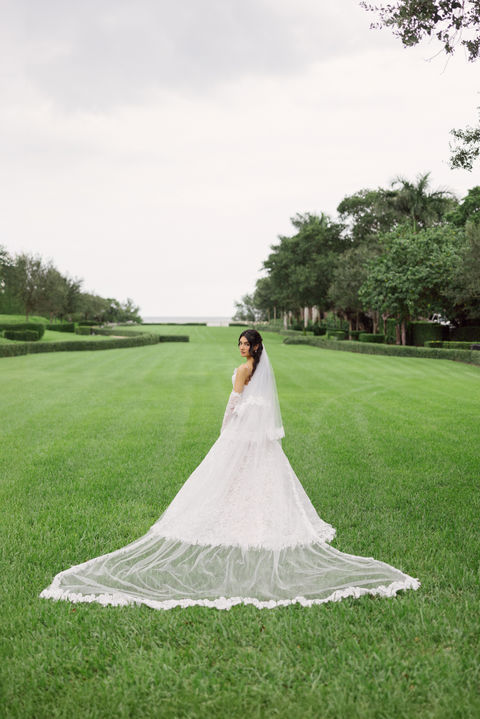 floral lace cathedral length bridal veil