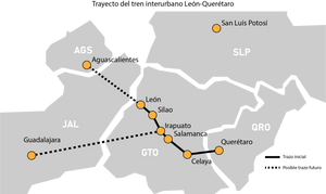 tren interurbano leon Queretaro trazo