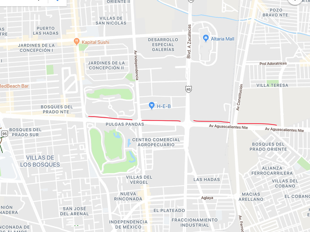 Bordes Urbanos en segundo anillo en Aguascalientes