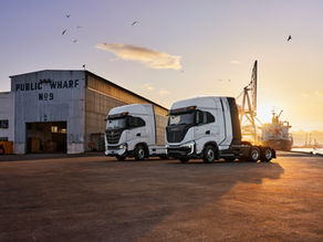 Nikola battery electric and hydrogen trucks at sunset