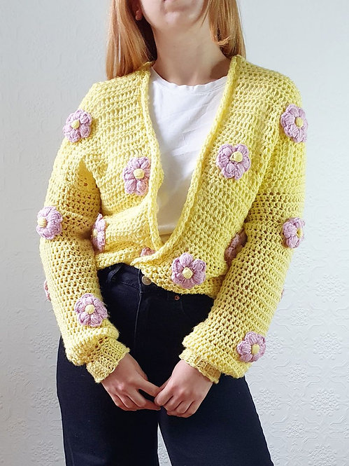 Vintage Wool Chrochet Yellow Open 