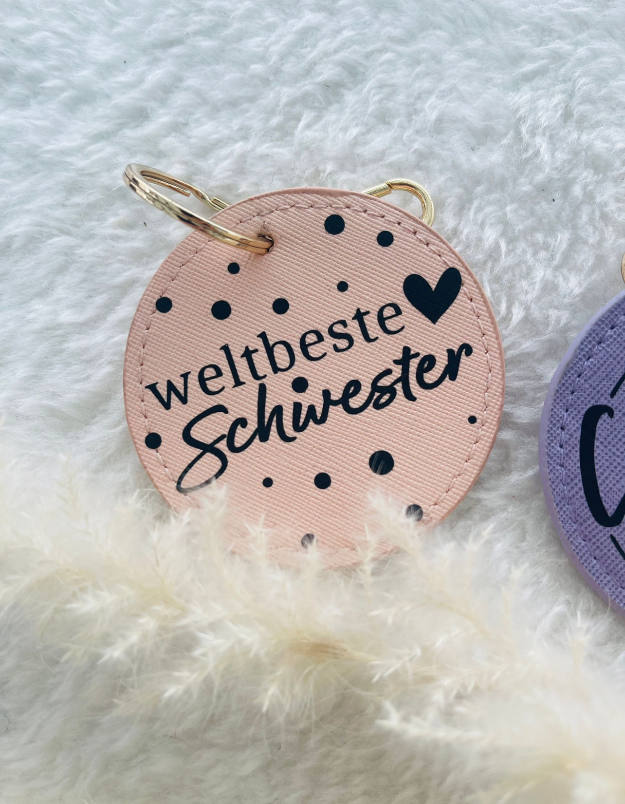 Weltbeste Schwester Schlüsselanhänger PU-Rund