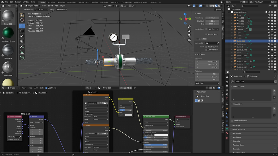 A screenshot showing my workflow for Rendering 3D Models in Blender