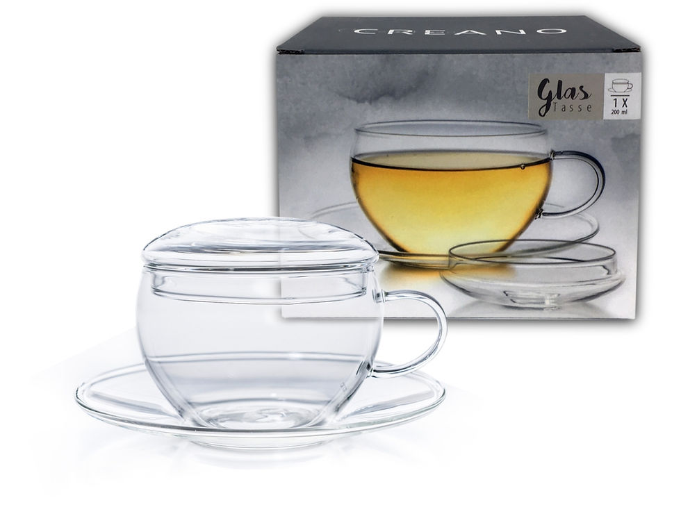 Creano Glass cup with Saucer and lid