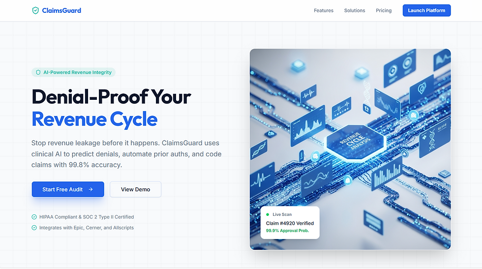 "ClaimsGuard" – AI Revenue Intelligence Platform