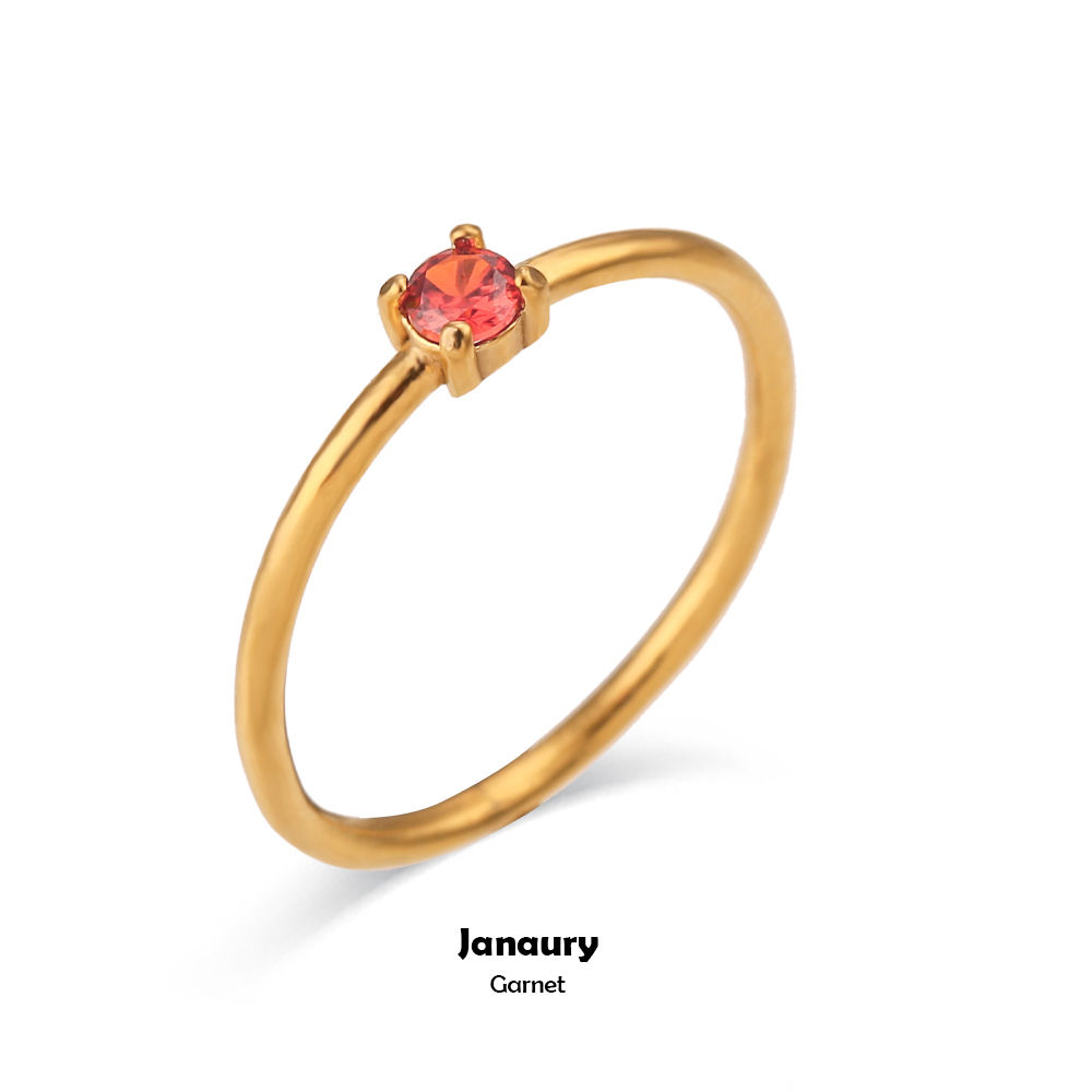 E.B.belle 12 Months Constellation CZ Birthstone Rings For Woman Gold Plated Stai
