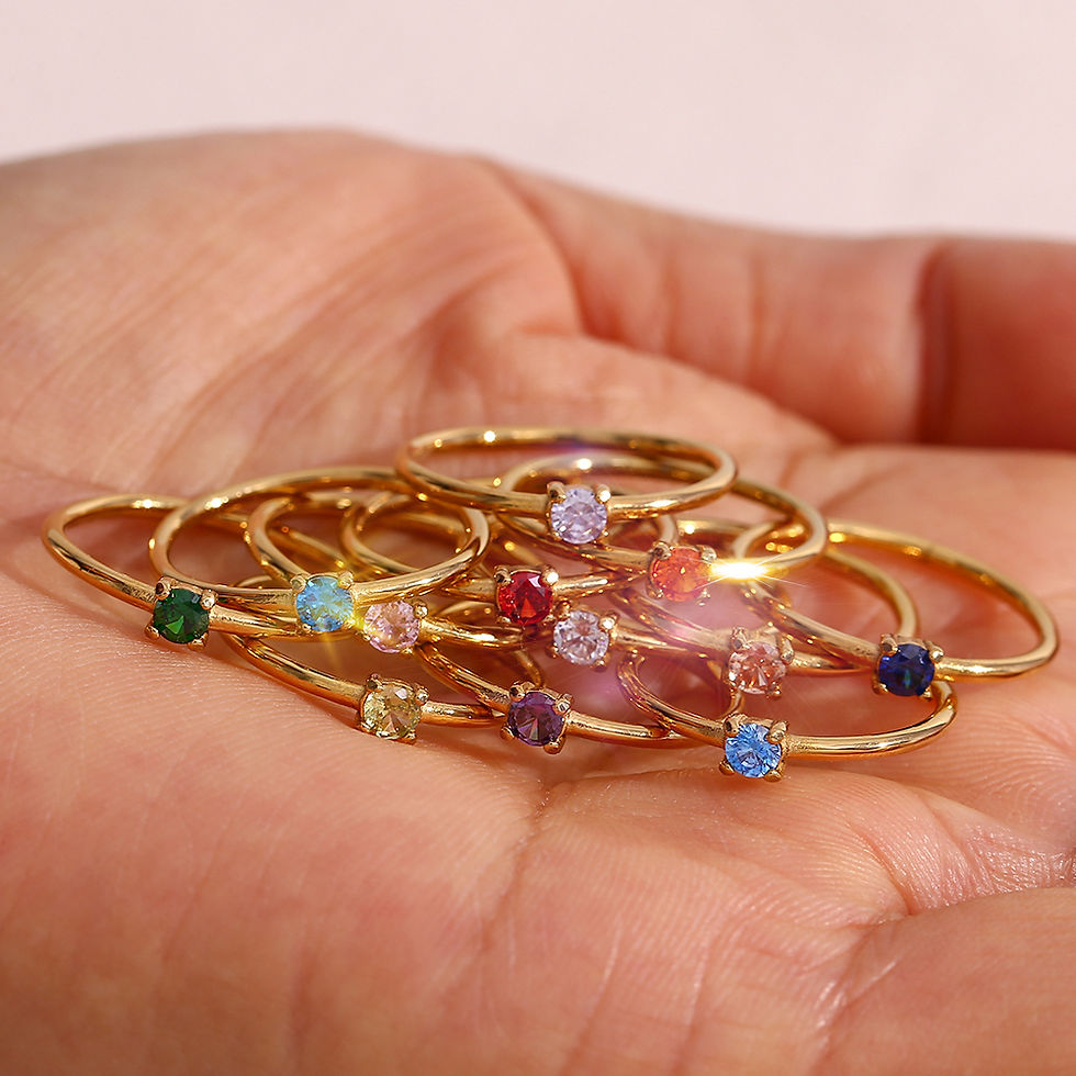 Thumbnail: E.B.belle 12 Months Constellation CZ Birthstone Rings For Woman Gold Plated Stai