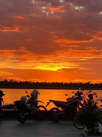 Beautiful morning scenery along the riverbank