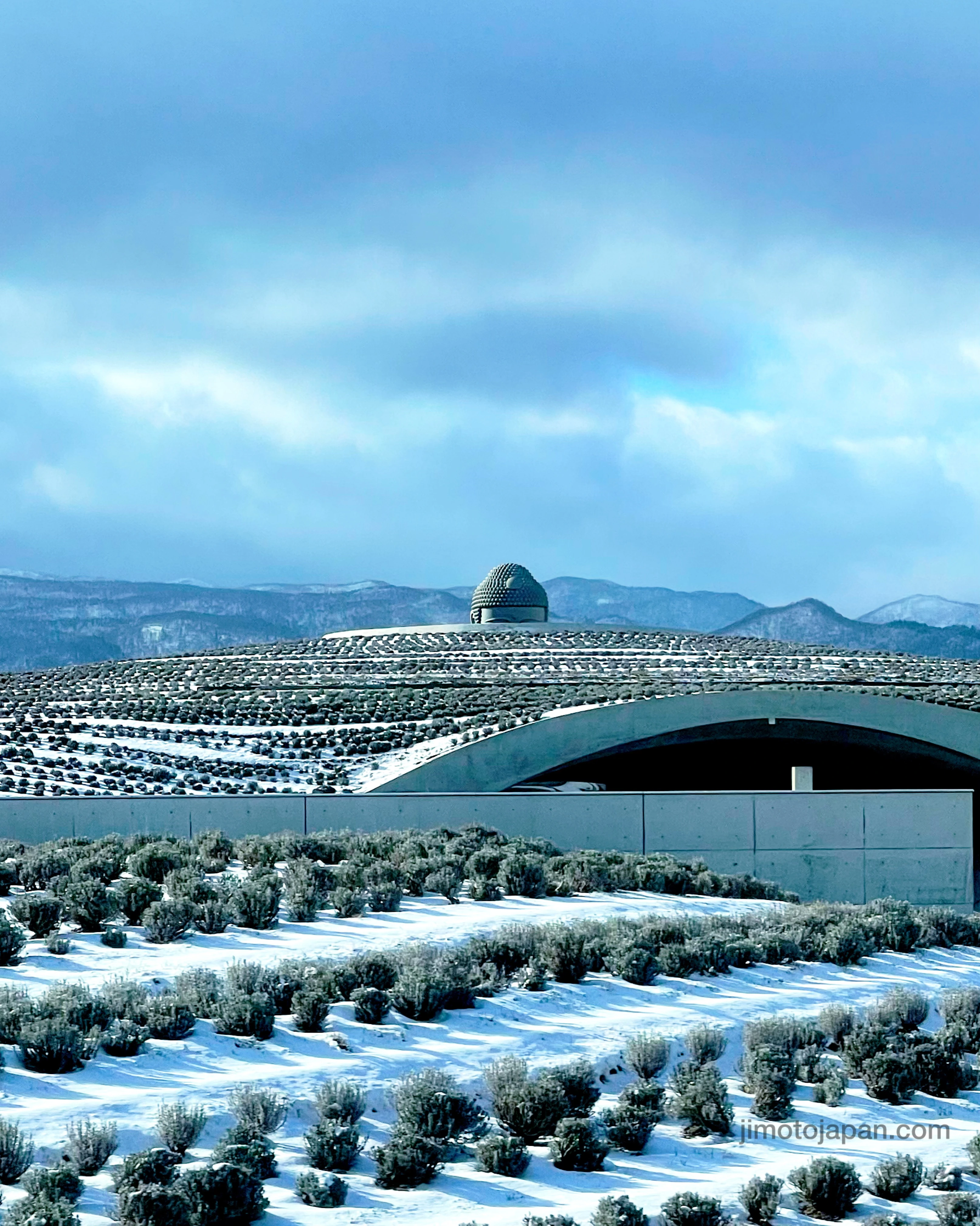 Hill of the Buddha in Hokkaido covered in snow during winter.