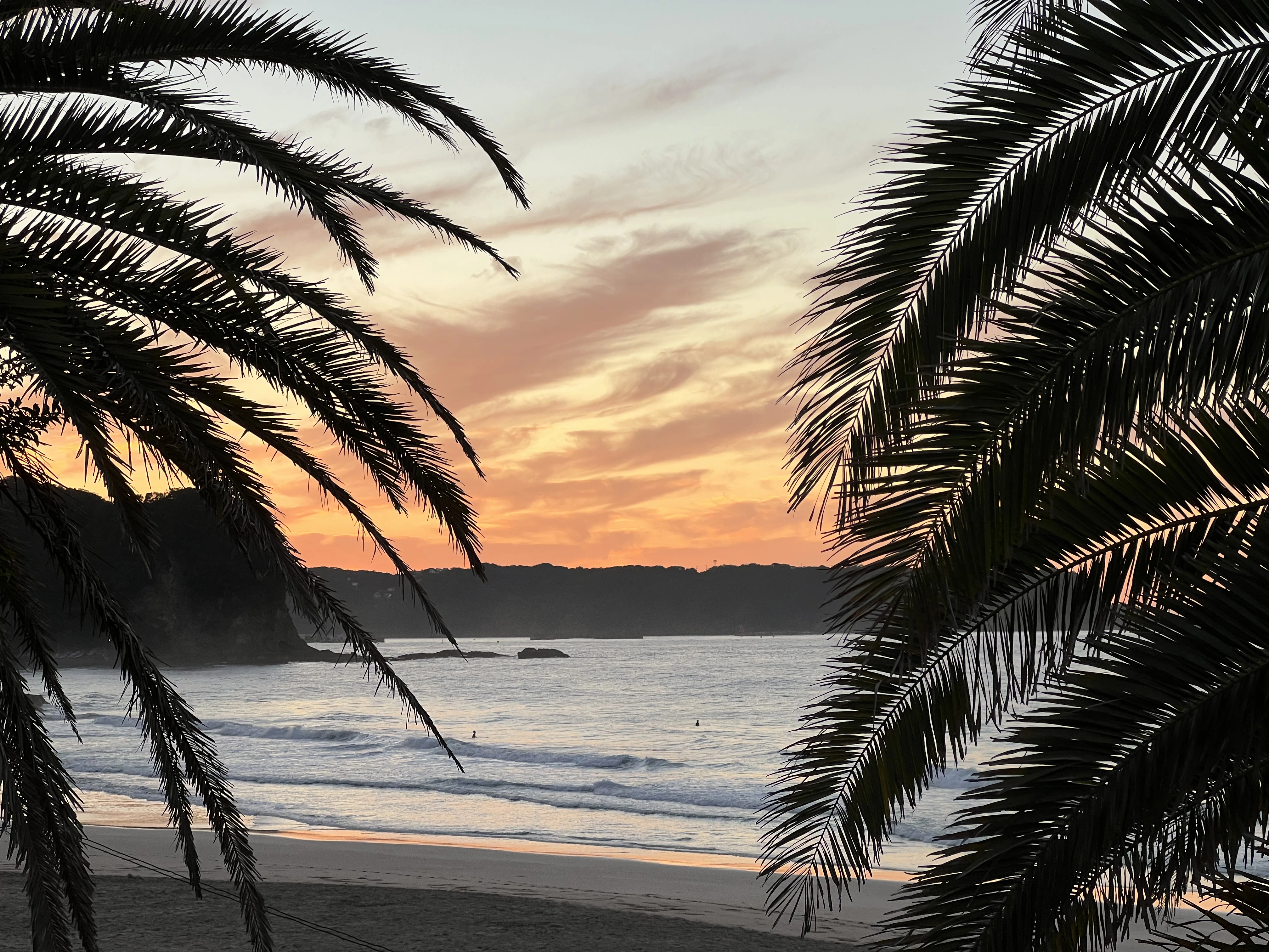 Sunset at a quiet beach in Japan during summer.