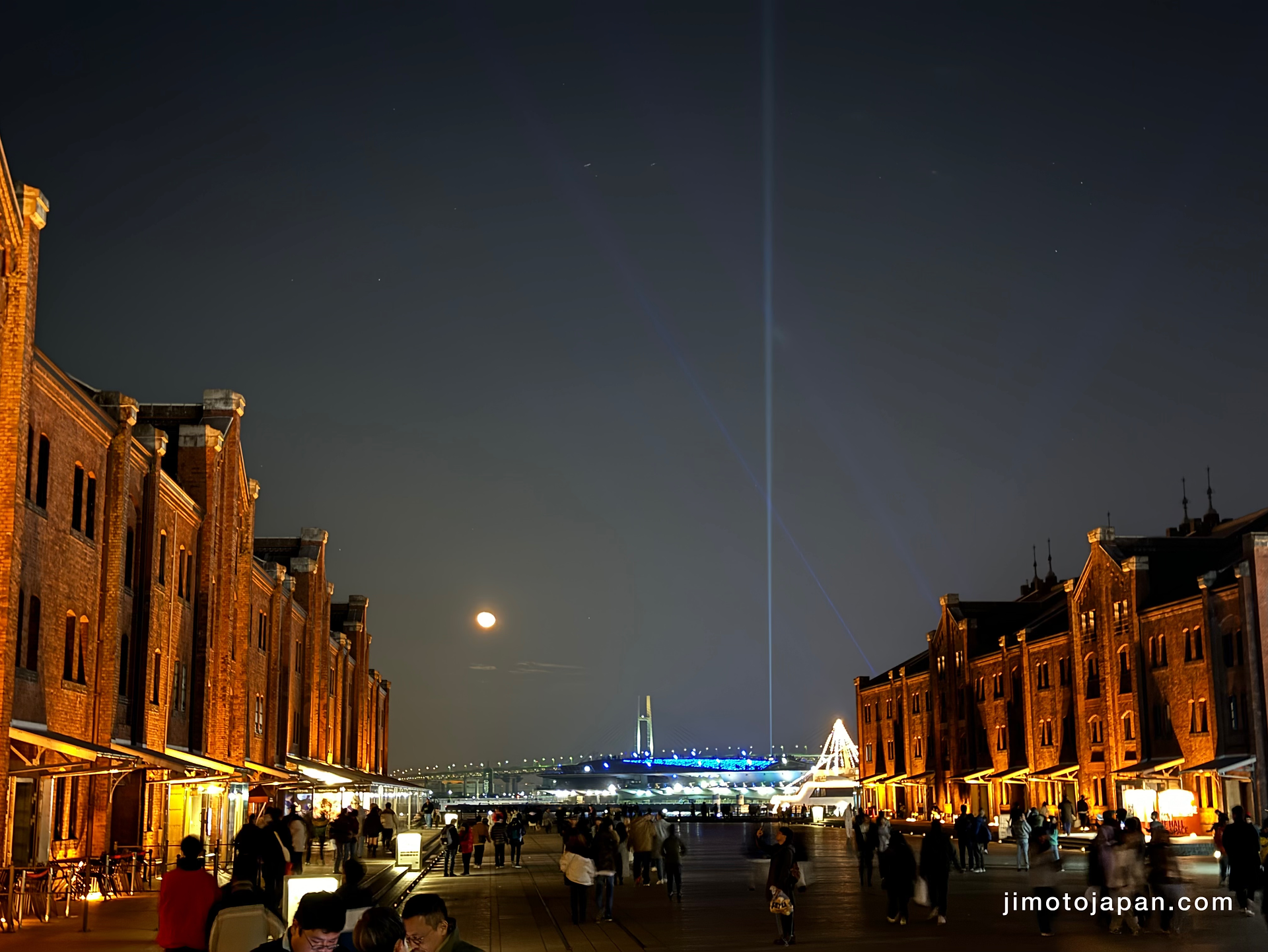 Yokohama Red Brick Warehouse at night, also known as Akarenga.