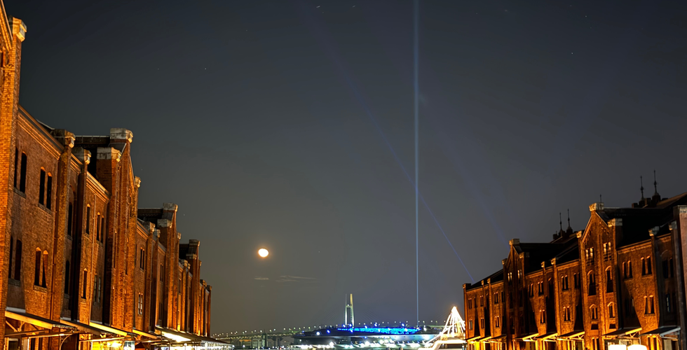 Yokohama Red Brick Warehouse at night, also known as Akarenga.
