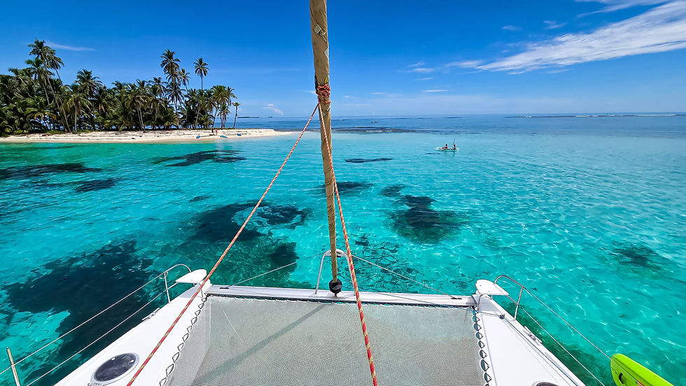 Photo taken August 18, 2025, in the San Blas Islands — calm waters and sunny skies, with Hurricane Erin nowhere in sight.
