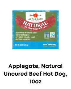 Applegate natural uncured beef hot dog