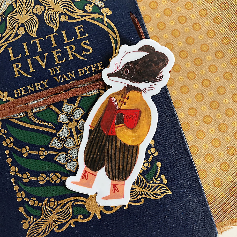Bookworm Badger - Vinyl Sticker