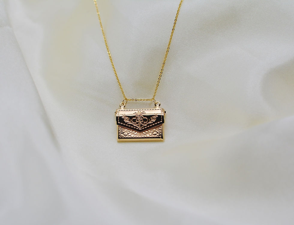 Envelope locket charm necklace