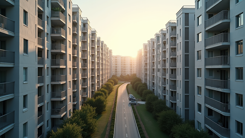 High angle view of a modern residential complex