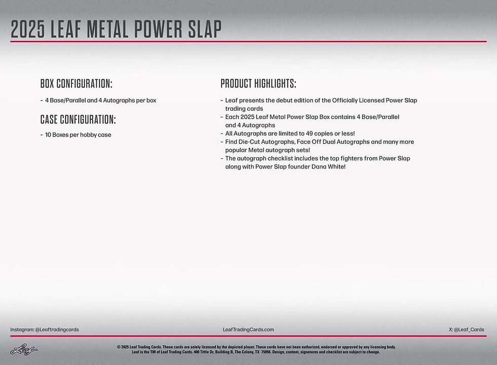 Thumbnail: 2025 Leaf Metal Power Slap Trading Cards Hobby Box