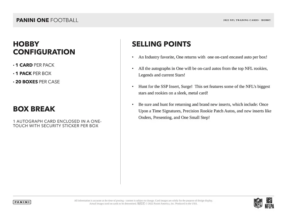 Thumbnail: 2022 Panini One Football Hobby Box