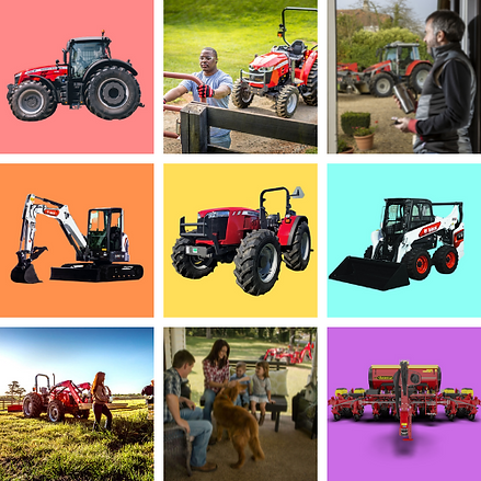 tractors, excavators, skid loader