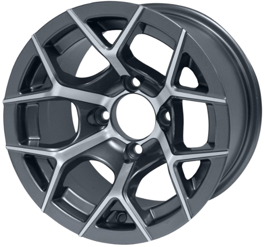 12" Rally Golf Cart Wheel Featured in a Machined Gunmetal Finish