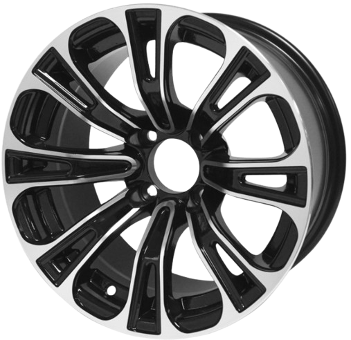 14" Vector Golf Cart Wheel Featured in a Machined Black Finish