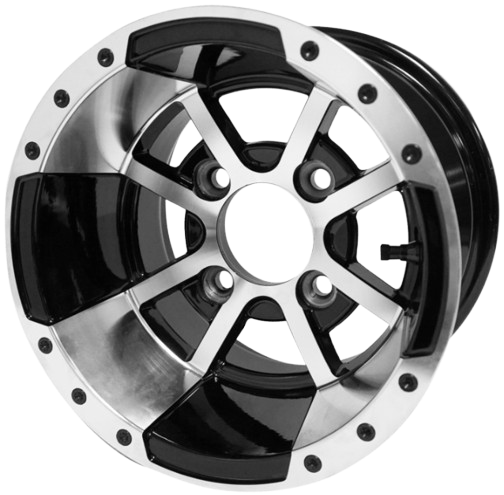 10" Storm Trooper Golf Cart Wheel Featured in a Machined Black Finish