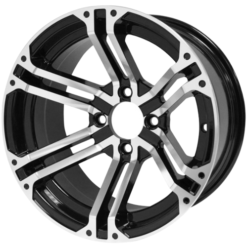 14″ Terminator Golf Cart Wheel Featured in a Machined Black Finish
