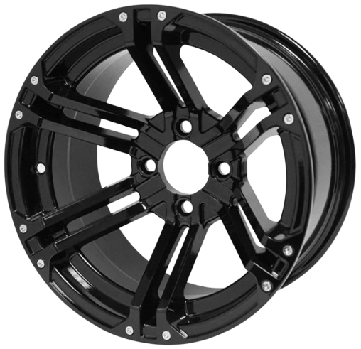14" Terminator Golf Cart Wheel Featured in a Gloss Black Finish