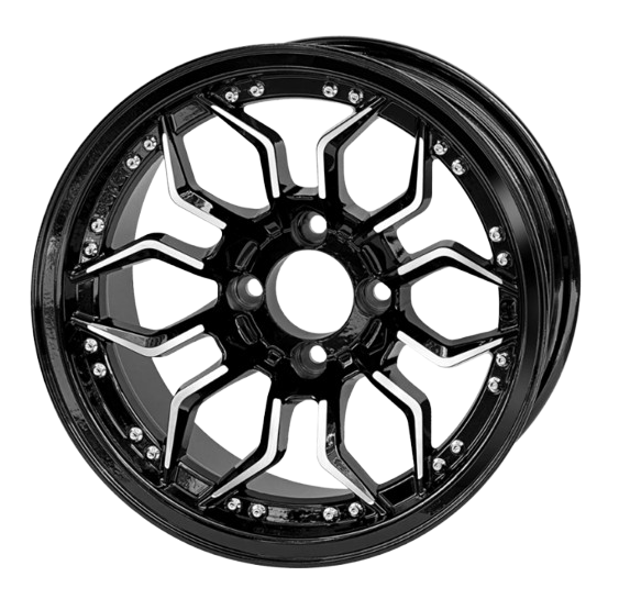 14″ BEAST Scorpion Golf Cart Wheel Machined Black Finish