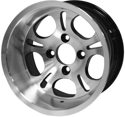 12" Lightside Golf Cart Wheel Featured in a Machined Black Finish
