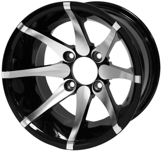 12" Kraken Golf Cart Wheel Featured in a Machined Black Finish