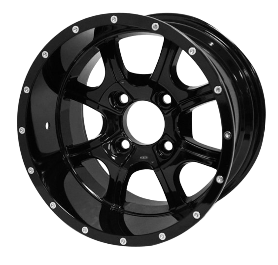 14″ LEGACY Night Stalker Golf Cart Wheel Gloss Black Finish
