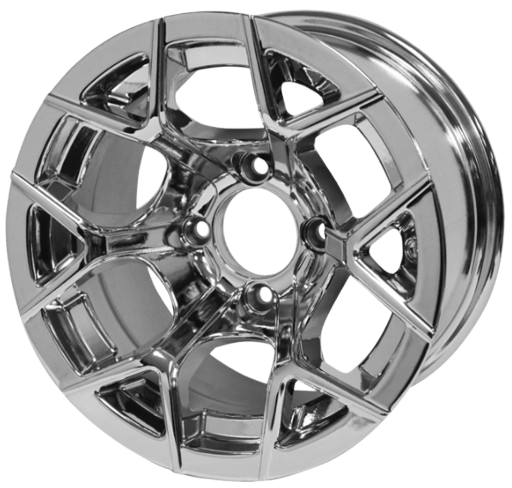 12" Rally Golf Cart Wheel Featured in a Chrome Finish