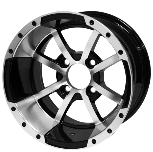 12" Storm Trooper Golf Cart Wheel Featured in a Machined Black Finish