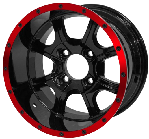 12" Night Stalker Golf Cart Wheel Featured in aRed Black Finish