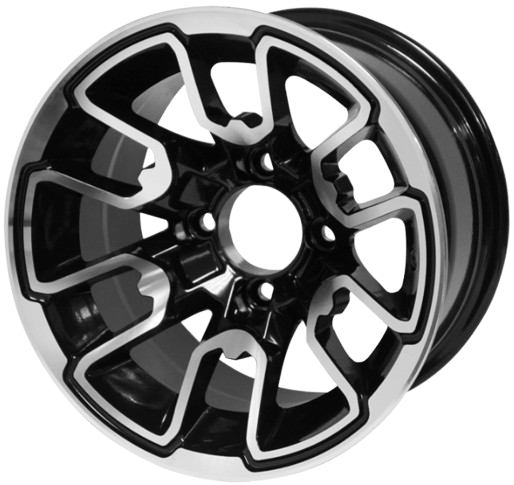 12" Lizard Golf Cart Wheel Featured in a Machined Black Finish