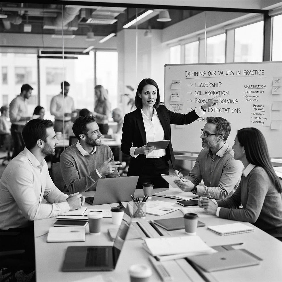 Create black white grey image. It will accompany the text below on company culture. Do no