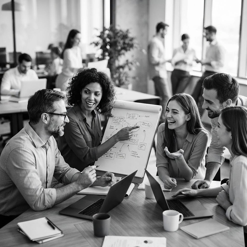 Create black white grey image. It will accompany the text below on company culture. Do not