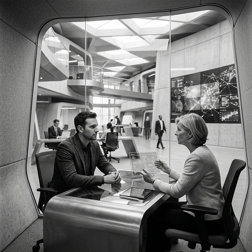 Create black, white, grey futuristic image of learning platforms. Do not include text on i