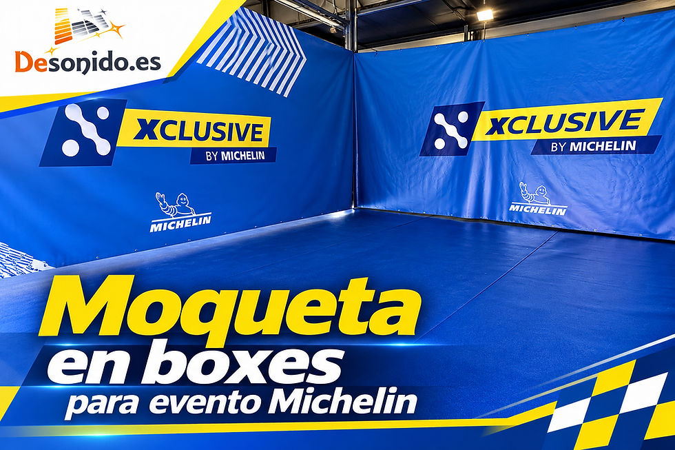 🏁 Moqueta azul para evento Michelin en el Circuito de Andalucía