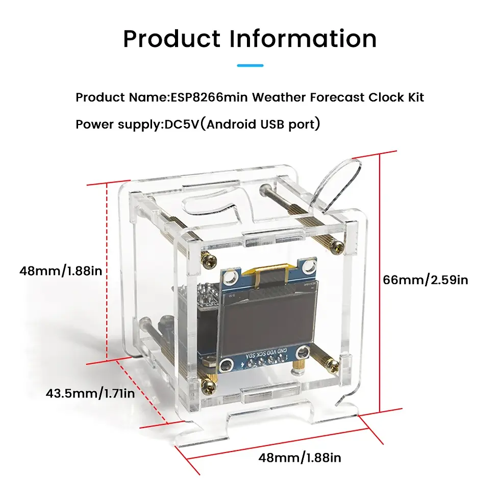 Thumbnail: ESP8266 Mini Electronic Clock DIY Kit 0.96-Inch OLED Display Supports 2.4GHz