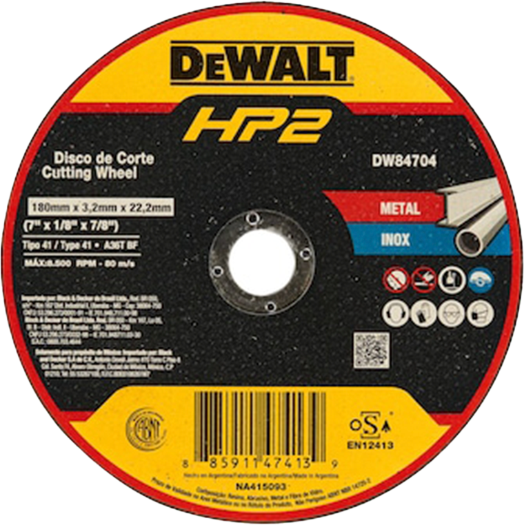 Disco Abrasivo De Corte Inox 7"X1/8"X7/8" Hp2 Dewalt-Dw84704